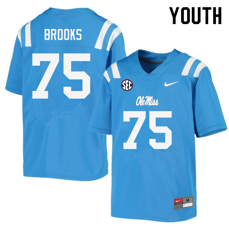 Youth #75 Mason Brooks Ole Miss Rebels College Football Jerseys Sale-Power Blue